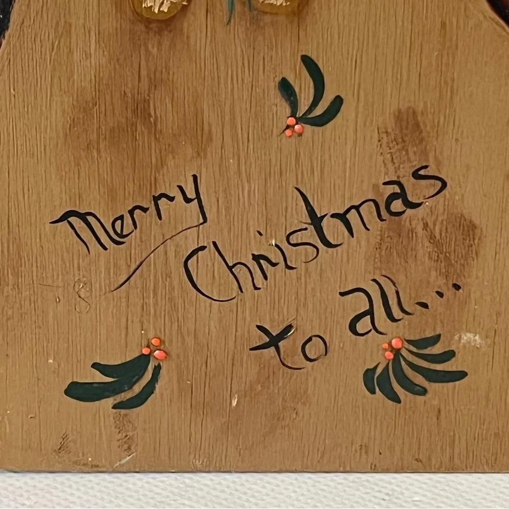 Vintage Wooden Hand Painted Santa